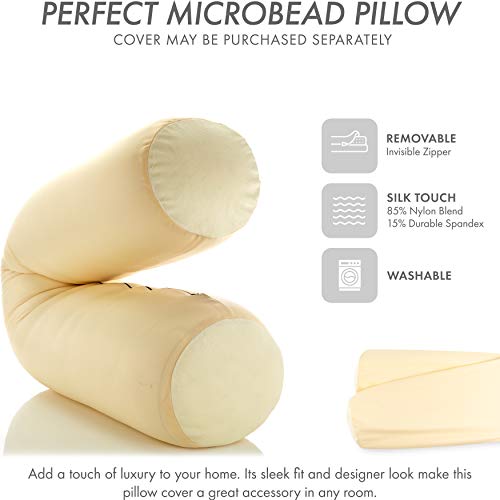 Microbead Body Pillow, Side Sleeping & Pregnancy, 48x8 in, Off White Creme - color: Off White Creme, size: Pillow & Cover