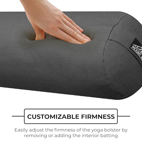Mount Adams 24"x8" Round Yoga Bolster with Handles - color: Charcoal - 2 Pack
