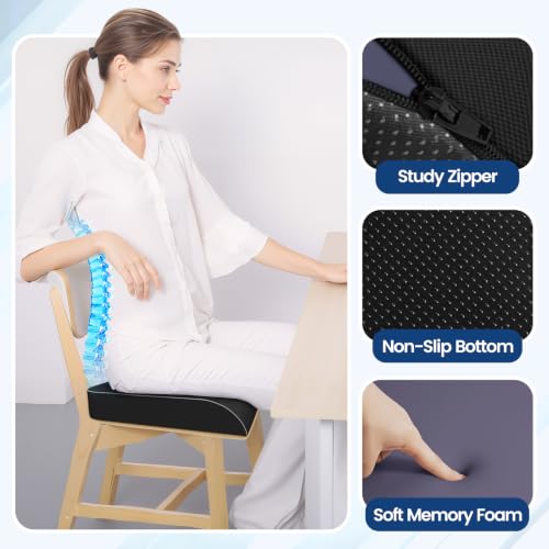 SweetSlubr Seat Cushion, Chair Pad, Memory Foam Tailbone Pain Relief - color: Black, size: 2X-Large