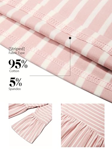 Ecavus Women's Maternity Shirt Striped Peplum 3/4 Sleeve Maternity Top - color: 02-pink White Stripe, size: X-Large