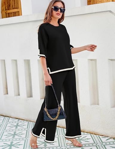 Tanming Women's Sweater Sets 2 Piece Lounge Set Tracksuits - color: Black, size: Small