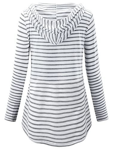 Quinee Women's Long Sleeve Plaid Colorblock Nursing Pullover Hoodie Sweatshirts - color: Black Whites Tripe, size: X-Large