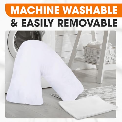 Cheer Collection Down Alternative V Pillowcase – Soft V-Shaped Pillow Cover, Removable & Machine Washable, Replacement Case for Support Pillows - size: Large Pillowcase
