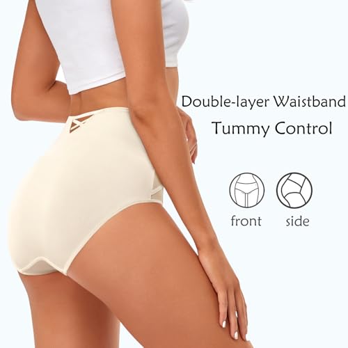 CULAYII High Waisted Underwear for Women Cotton No Muffin Top Full Coverage Briefs Soft Stretch Ladies Panties 5 Pack - color: 5 Pack-z-multicoloured, size: Medium