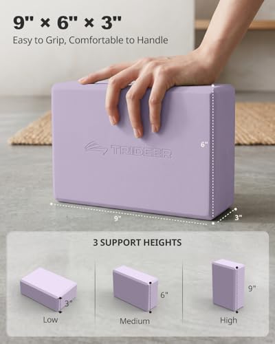 Yoga Blocks 2 Pack with Supportive Non-Slip Foam for Yoga Pilate Stretching - color: Lavender