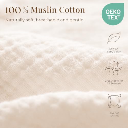 Konssy 2-Pack Muslin Nursing Pillow Covers, Cream Soft Slipcover for Baby - color: Brown,cream