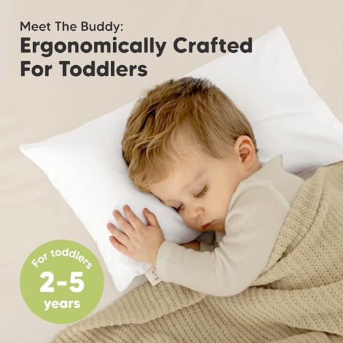Toddler Pillow with Pillowcase, 10x18 My Little Dreamy Pillow (Soft White) - color: Soft White, size: Buddy 10x18
