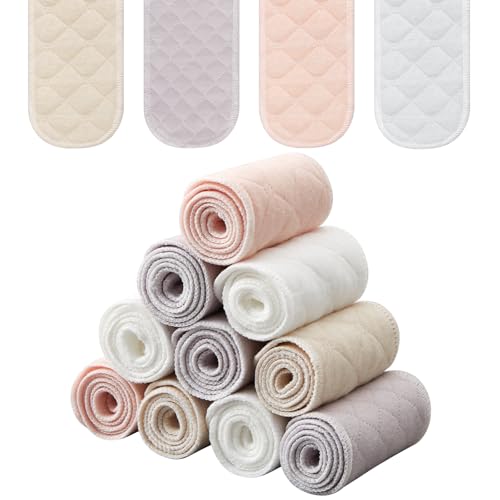 Toulite 10Pcs Reusable Cotton Bra Liners for Sweat - color: Beige, Gray, Pink, White, size: Medium