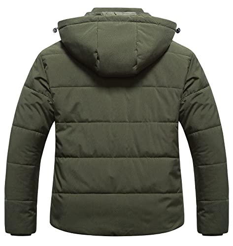 CREATMO US Women's Plus Size Warm Puffer Jacket Waterproof Fleece Lined Winter Coat with Removable Hood - color: Army Green, size: 1X