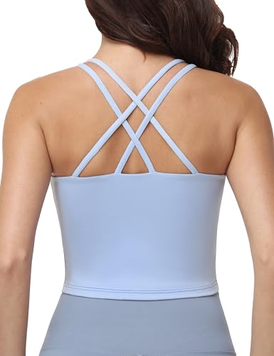 Nursing Tank Tops for Breastfeeding Crop Top - color: Light Blue, size: XX-Large