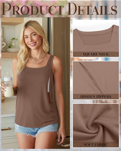 Oakgarden 3 Pack Women's Maternity Nursing Tank Tops - color: Black, White, Coffee, size: X-Large