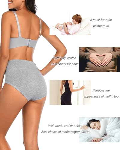 CULAYII Tummy Control Underwear Womens High Waisted Cotton Panties Breathable Full Coverage Postpartum Ladies Briefs - color: Multicoloured D - 5 Pack, size: 4X-Large