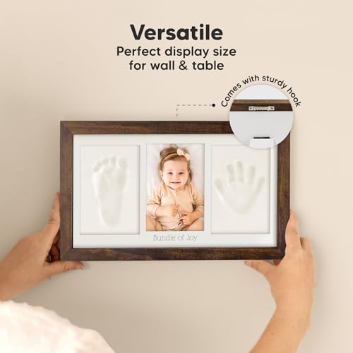 KeaBabies Baby Hand and Footprint Kit, Clay Keepsake Frame (Dark Walnut) - color: Dark Walnut, size: Duo Frame, 13" x 7.8"
