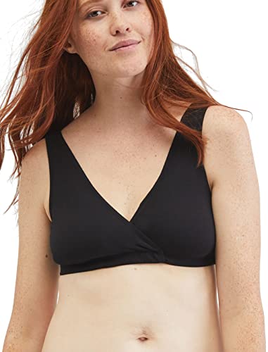 Motherhood Maternity Women's Soft Cotton Spandex Wrap Front Maternity & Nursing Sleep Bralette Bra S-3x - color: Black 1 Pack, size: Large