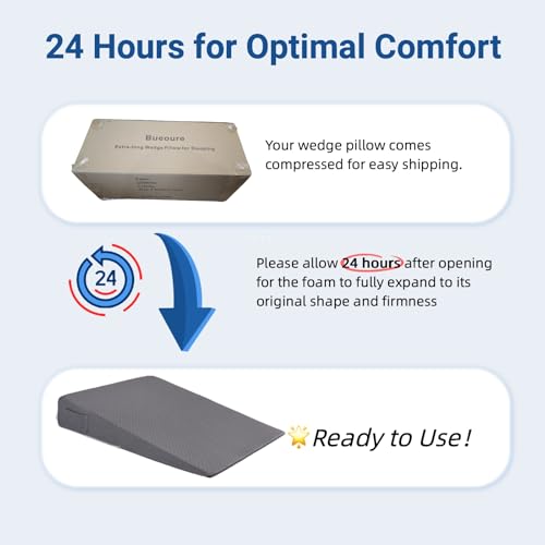 FSA Eligible 31" Extra-Long Wedge Pillow for Sleeping, Reflux, Snoring,Gray - color: Gray