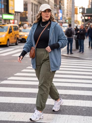 OLRIK Women's Plus Size Zip Up Hoodie 2026 Fall Jacket Casual Sweatshirt - color: Dust Blue, size: 5X
