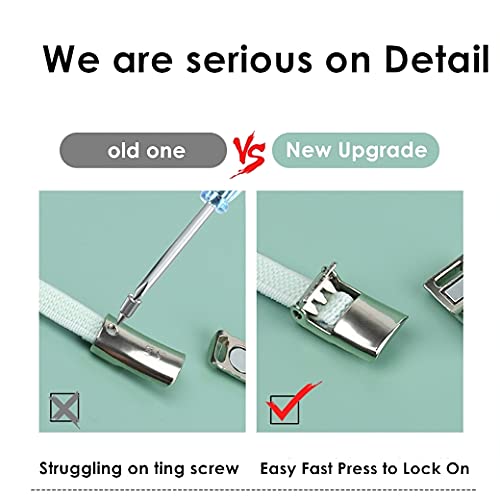 Magnetic No Tie Elastic Shoe Laces for Kids Adults, No screw, One Size Fits All - color: Silver White