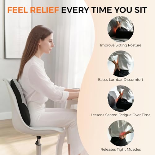 BEBAS Ergonomic Memory Foam Lumbar Support Pillow for Car & Office Chair - color: Gray