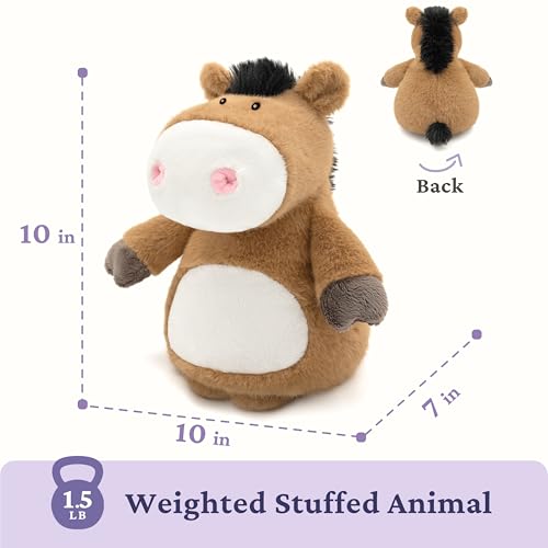 IKASA Microwavable Stuffed Animal Horse Plush, Heating Weighted 1.5 lbs - color: Brown Horse