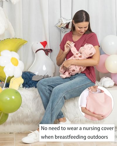 Rnxrbb 3 Pack Nursing Tops for Women Maternity Breastfeeding Shirts - color: Black&beige&deep Pink, size: Large