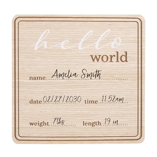 Kate & Milo Hello World Birth Announcement Sign - color: Hello Baby Announcement