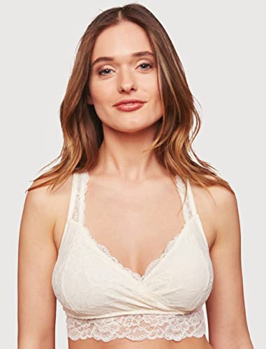 Motherhood Maternity Women's Lace Racerback Nursing Sleep Bralette - color: Egret, size: Medium