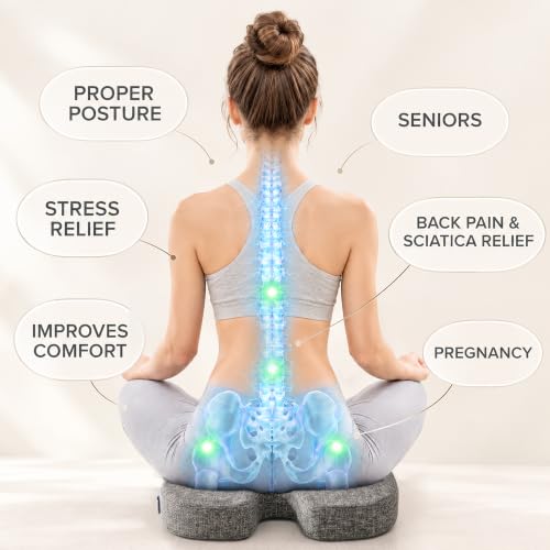 Gel Seat Cushion for Long Sitting, Office Chair Memory Foam Cushion, Gray - color: Grey