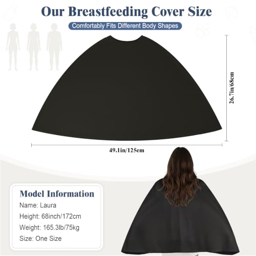 Basumee Nursing Cover for Breastfeeding Breathable Mesh 360 Full Privacy - color: Black, size: 1 Pack