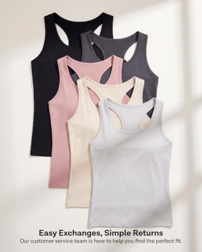5 Pack Women's Dry Fit Racerback Tank Tops Sleeveless Athletic Workout Gym - color: Set 3, size: XX-Large