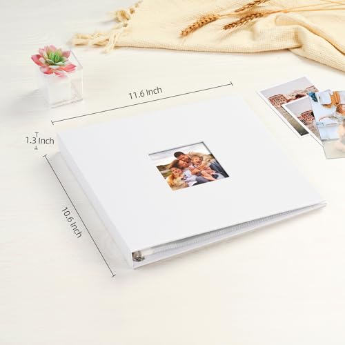 Mublalbum 10x10 Inch 3 Ring DIY Scrapbook Photo Album 40 Pages, White - color: White, size: 10x10 Inch 40 Pages