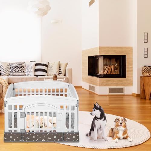 Marsui Dog Playpen Bottom Pad, Grey, Dog Paw Bone Print - color: Grey, style: Dog Paw Bone Print