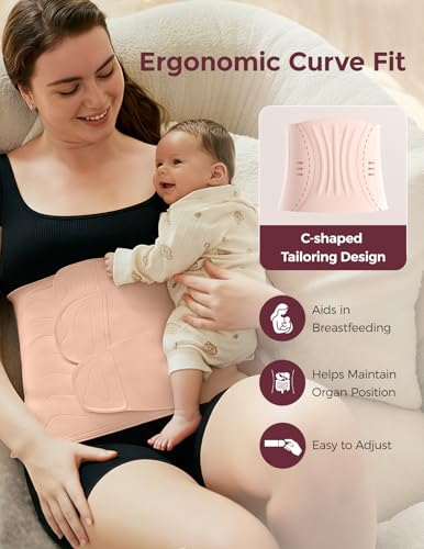 Momcozy Ergowrap Postpartum Belly Band, 3D Lifting & Ergonomic Back Support - color: Oyster Pink, size: X-Large