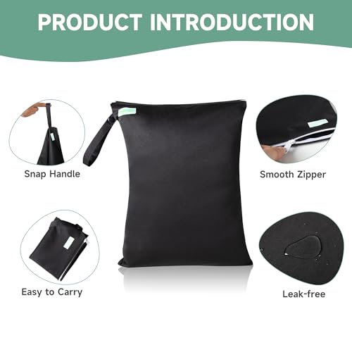 wegreeco Wet Dry Bag for Baby Swimsuit, Small Wet Dry Bag for Clothes Diaper and Breast Pump Parts, Large Baby bag for Travel,Gym Clothes,Beach,Pool,Extra Clothes (Black,3 Pack) - color: Black 3 Pack