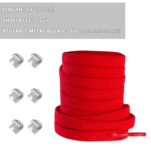 UamGlsob Elastic Flat No Tie Shoe Laces for Kids and Adults Sneakers - color: Red-1