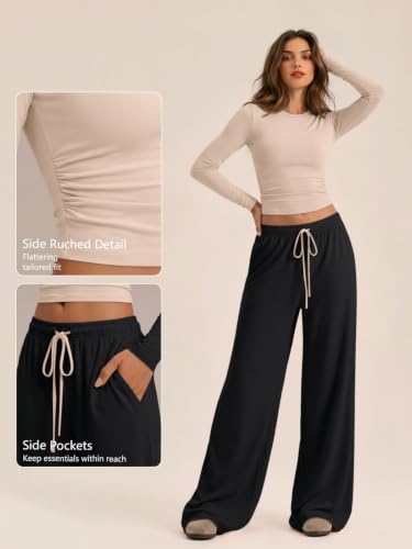 Trendy Queen Women's 2 Piece 2026 Fall Fashion Lounge Set with Pockets - color: Beige Black, size: Small