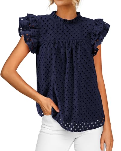 BTFBM Casual Summer Shirts for Women 2026 Going Out Tops Trendy - color: Navy, size: Small