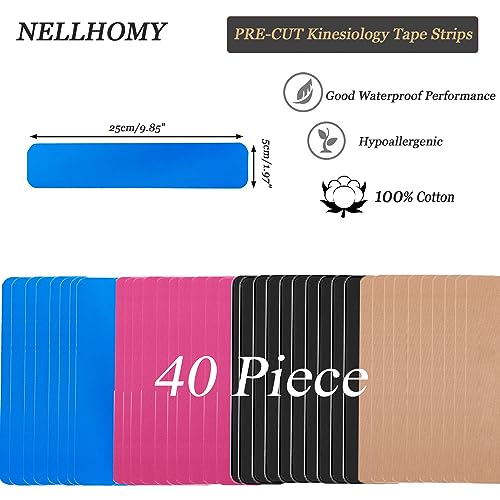 Precut Kinesiology Tape Strips,Waterproof Athletic Tape Muscle Pain Relief - color: Mix-4, size: 40PCS