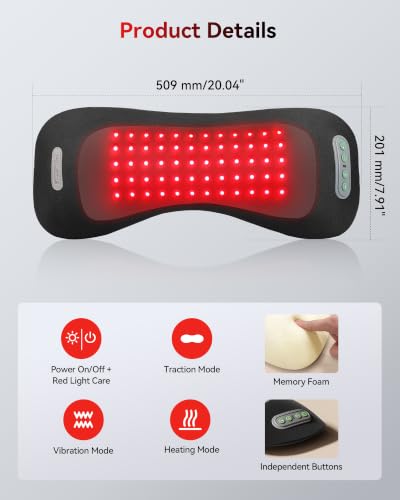 FliKEZE 4-in-1 Back Massager with Red Light 660/850nm Cordless 5000mAh - color: Black