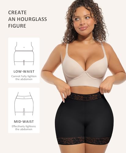 FeelinGirl Butt Lifter Panties Shapewear Tummy Control Body Shaper Shorts - color: Black, size: Medium