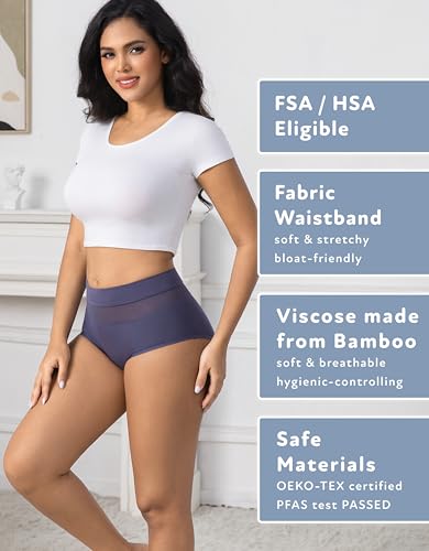 Goat Union Overnight Period Underwear for Women Heavy Flow, Leakproof Menstrual Panties Full Coverage - color: Iris, size: Medium