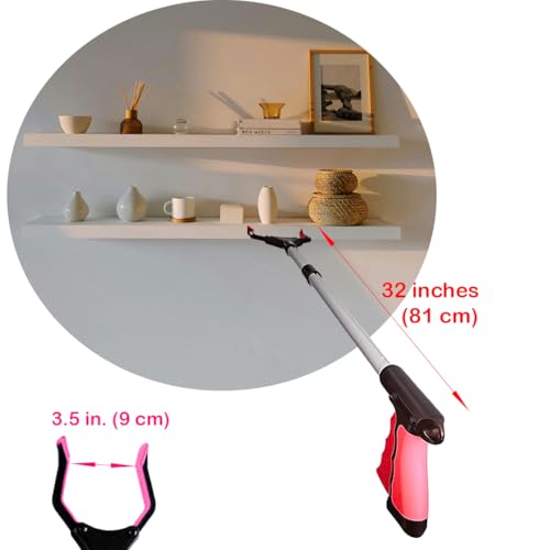 Grabber Reacher Pickup Tool – Foldable, Lightweight, Rotatable Clamp, Rose - color: Rose