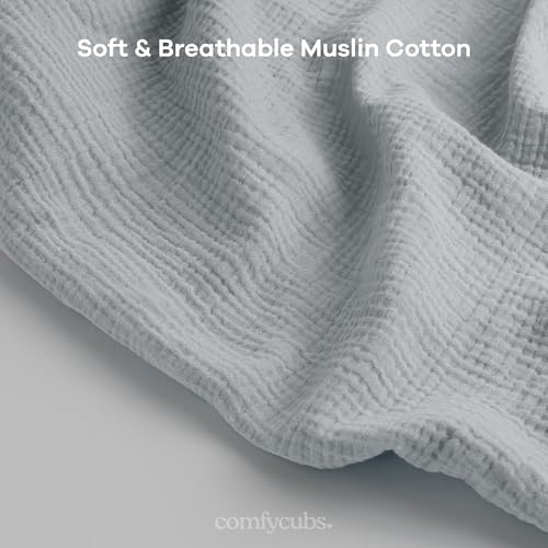 Comfy Cubs Muslin Nursing Cover - Muslin Breastfeeding Cover Heather Blue - color: Heather Blue