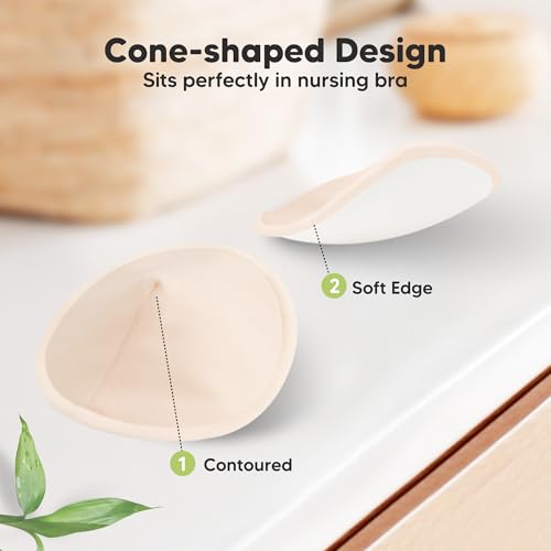 Organic Nursing Pads, 8 Washable Breast Pads,Wash Bag (Bare Beige, M 4.6") - color: Bare Beige, size: 8pk, M 4.6"