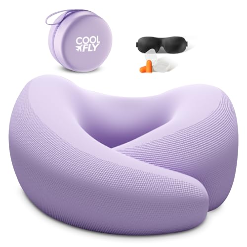 Cool Fly Airplane Travel Pillow Set. Fashion Chic Memory Foam Neck Pillow - color: Purple