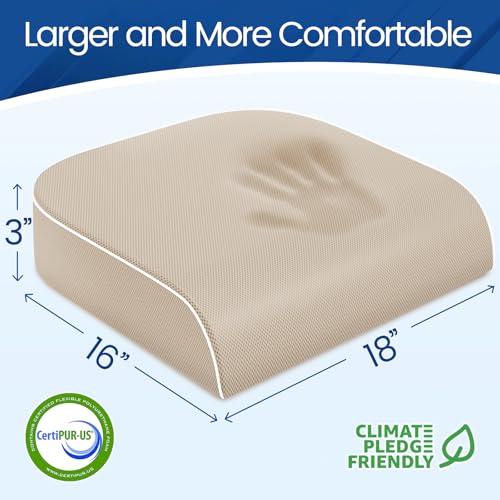 SweetSlubr Seat Cushion, Chair Pad, Memory Foam Tailbone Pain Relief - color: Beige, size: Large