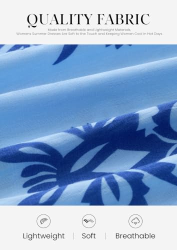 PRETTYGARDEN Womens Sleeveless Maxi Dress V Neck Floral Boho Beach Outfits - color: Blue, size: Medium