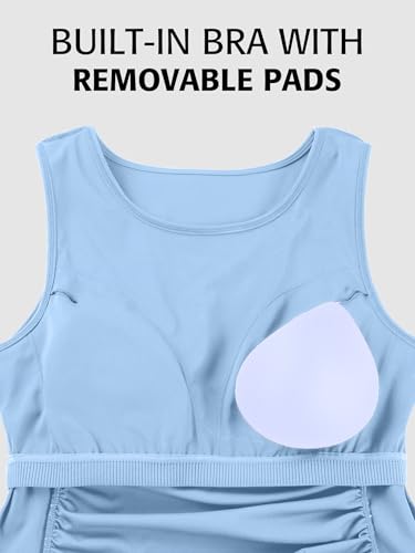 ATTRACO Women's Maternity Tank Tops with Built in Bra Side Ruched Sleeveless Pregnancy Tank - color: Blue, size: X-Large