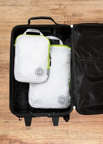 TRIPPED Travel Gear Compression Packing Cubes for Carry-On Travel 2-Pack - color: White/Green, size: 2 Piece