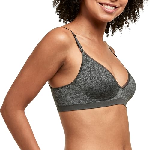 Hanes Women's Wireless T-Shirt Bra, Comfy Support Lightweight Lounge Bra, Convertible Straps - color: Gravel Grey Heather, size: Medium
