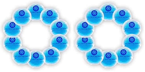 EverOne Round Reusable Gel Ice Pack with Cloth Backing for Hot & Cold Therapeutic Use, First Aid, Injuries, Breastfeeding, 10 Count (Pack of 2) - size: 10 Count (Pack of 2)